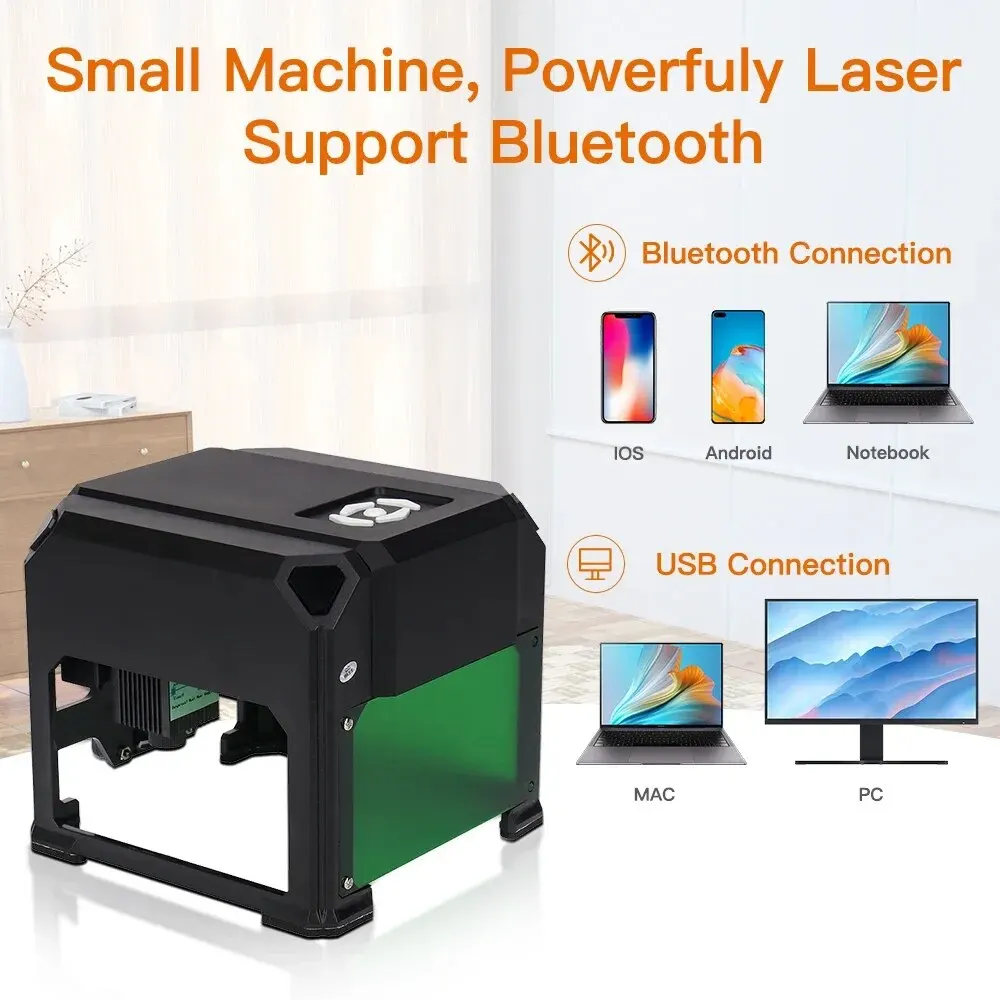 CNC K4 lazer gravür ağaç İşleme Mark yazıcı Mini 3000mW ahşap deri MDF kağıt için Bluetooth lazer oyma makinesi ile
