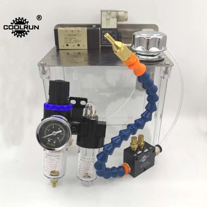CNC makinesi aracı pnömatik püskürtücü su borusu YAĞ POMPASI yağlama sistemi düşük basınçlı su püskürtme şeffaf 3L yağ tankı