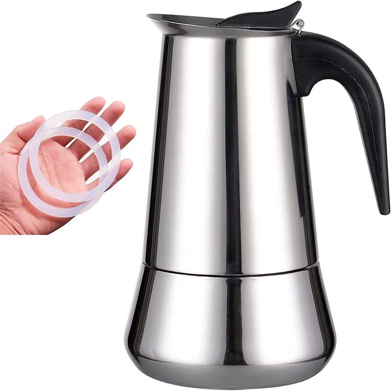 Cezve paslanmaz çelik filtre İtalyan Espresso kahve makinesi Percolator aracı 200/300/450/600Ml Coffee kahve makinesi cezve