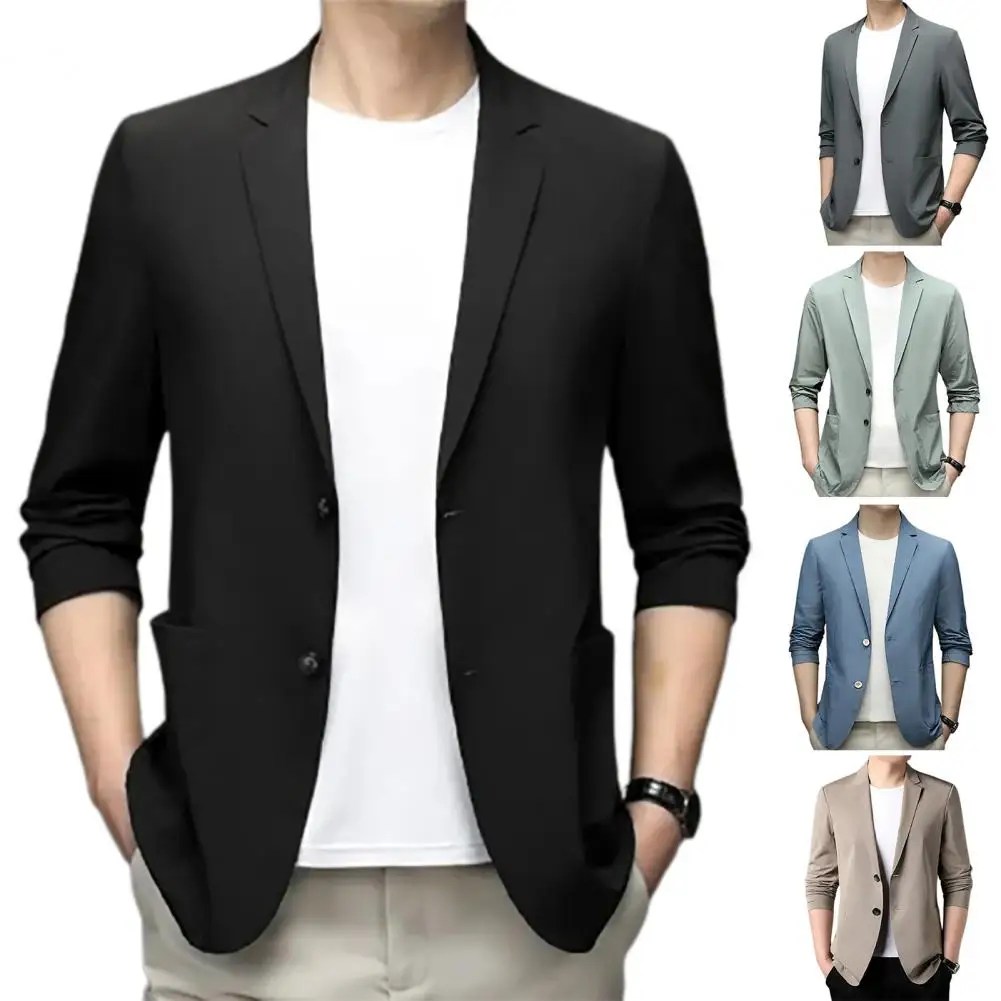 Chic erkekler Suit Coat hırka erkekler iş ceket 3/4 kollu turn-aşağı yaka erkekler Suit ceket Commuting