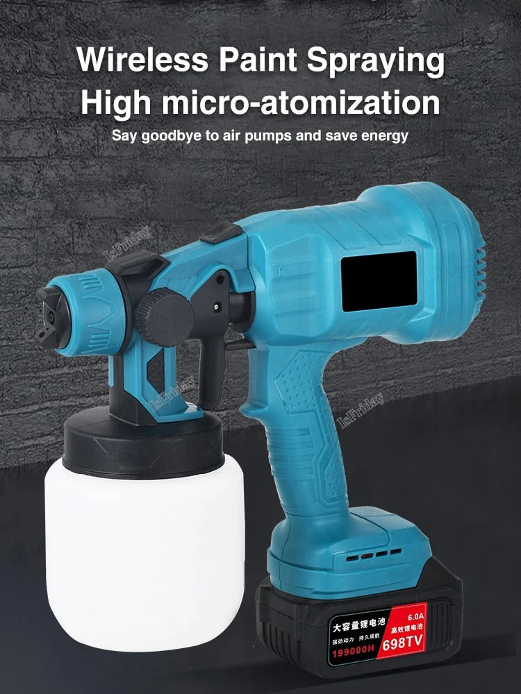 Cordless Electric Spray Gun Paint Sprayer 1.0/1.5/1.8/2.0/2.5mm 5 Nozzle Flow Control Airbrush High Power Paint Sprayer Airbrus - Görsel 2
