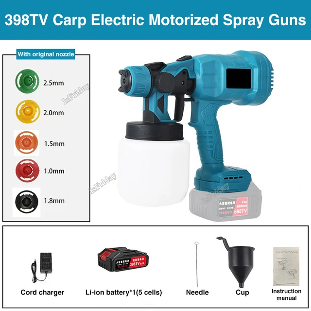 Cordless Electric Spray Gun Paint Sprayer 1.0/1.5/1.8/2.0/2.5mm 5 Nozzle Flow Control Airbrush High Power Paint Sprayer Airbrus