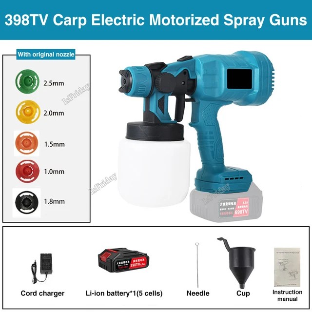 Cordless Electric Spray Gun Paint Sprayer 1.0/1.5/1.8/2.0/2.5mm 5 Nozzle Flow Control Airbrush High Power Paint Sprayer Airbrus - Görsel 10