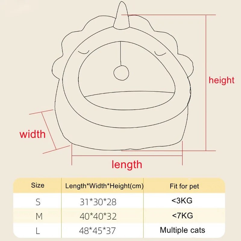 Cute Warm Cat's House Dogs Beds Kitten Nesk Pet Sleeping Mat Lounger for Cats Accessories Washable Removable Bed Cat Basket Cave - Görsel 5