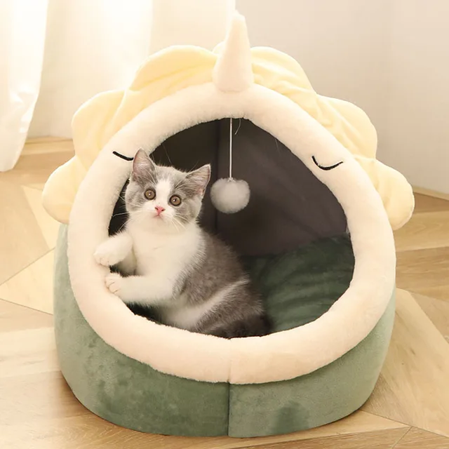 Cute Warm Cat's House Dogs Beds Kitten Nesk Pet Sleeping Mat Lounger for Cats Accessories Washable Removable Bed Cat Basket Cave