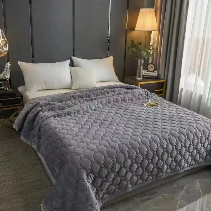 Düz renk yumuşak kadife kapitone yatak örtüsü battaniye kısa peluş kanepe havlu kral kraliçe kaymaz yatak çarşafı 270x230cm yatak örtüsü