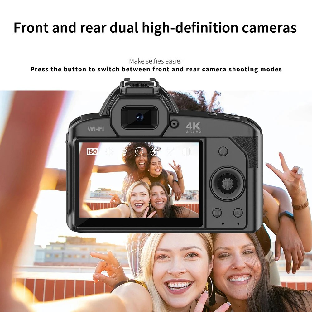 D5 Video kamera 4K kayıt kamera dijital çekim kamera ile 16X dijital Zoom 4K çift Lens profesyonel kamera - Görsel 2