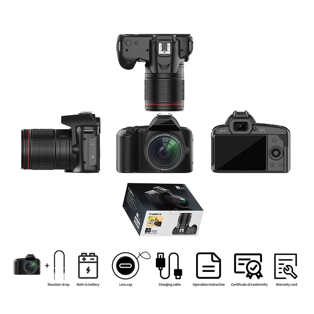 D5 Video kamera 4K kayıt kamera dijital çekim kamera ile 16X dijital Zoom 4K çift Lens profesyonel kamera - Görsel 4