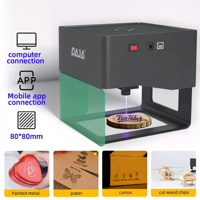 DAJA DJ6 lazer gravür makinesi CNC lazer gravür Mini yazıcı makinesi yapmak için rozetleri kağıt ahşap plastik deri kesici