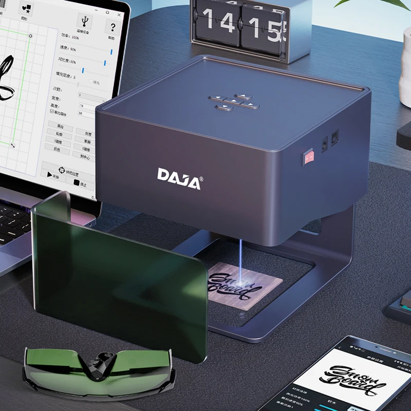 DAJA DJ6 lazer oyma makinesi APP kontrol 3W diyot CNC DIY lazer gravür küçük taşınabilir Mini Logo işareti yazıcı ahşap kesici