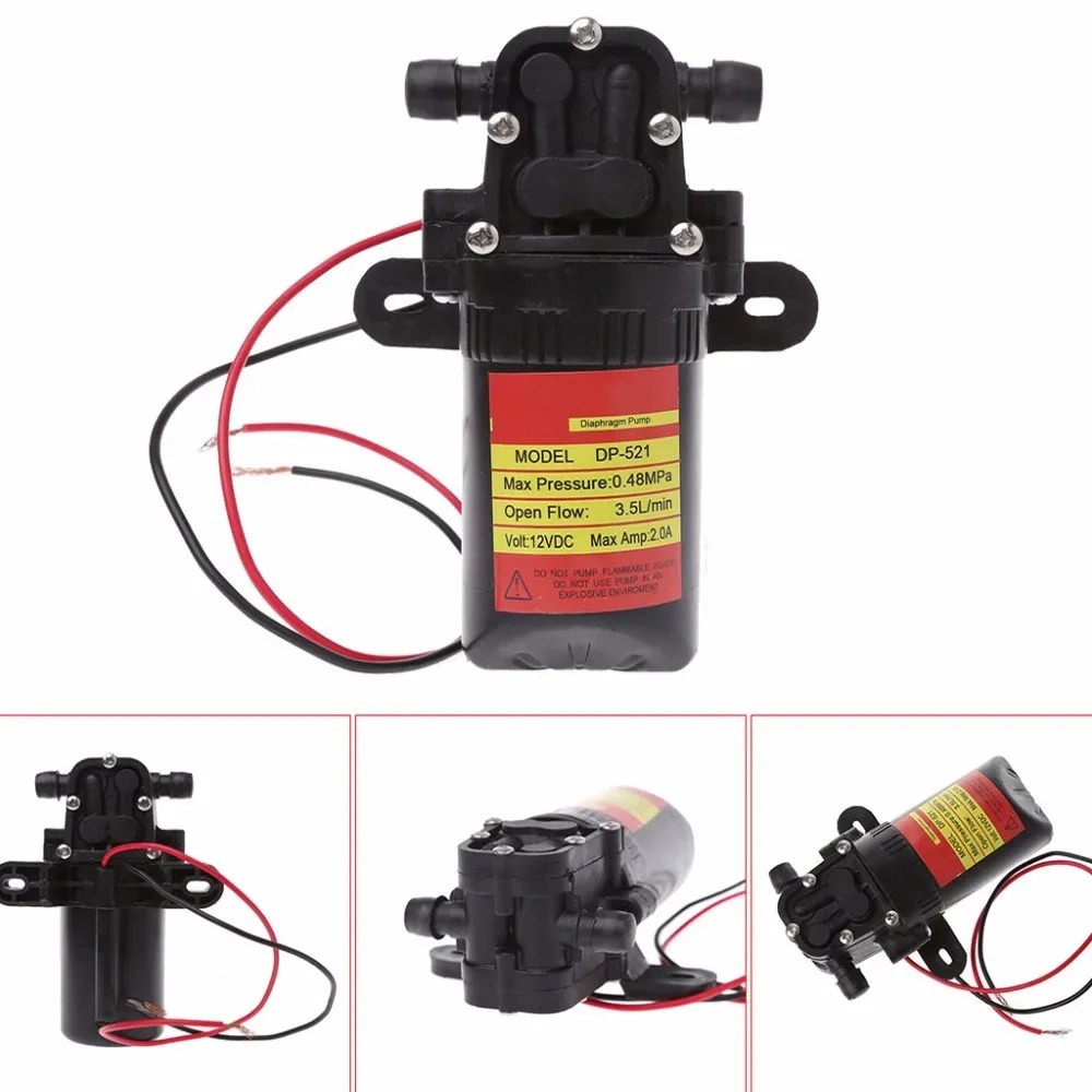 DC 12V 3.5L/Min 0.48MPa 70 PSI diyafram yüksek basınçlı kendinden emişli su pompası Mini diyaframlar pompalar