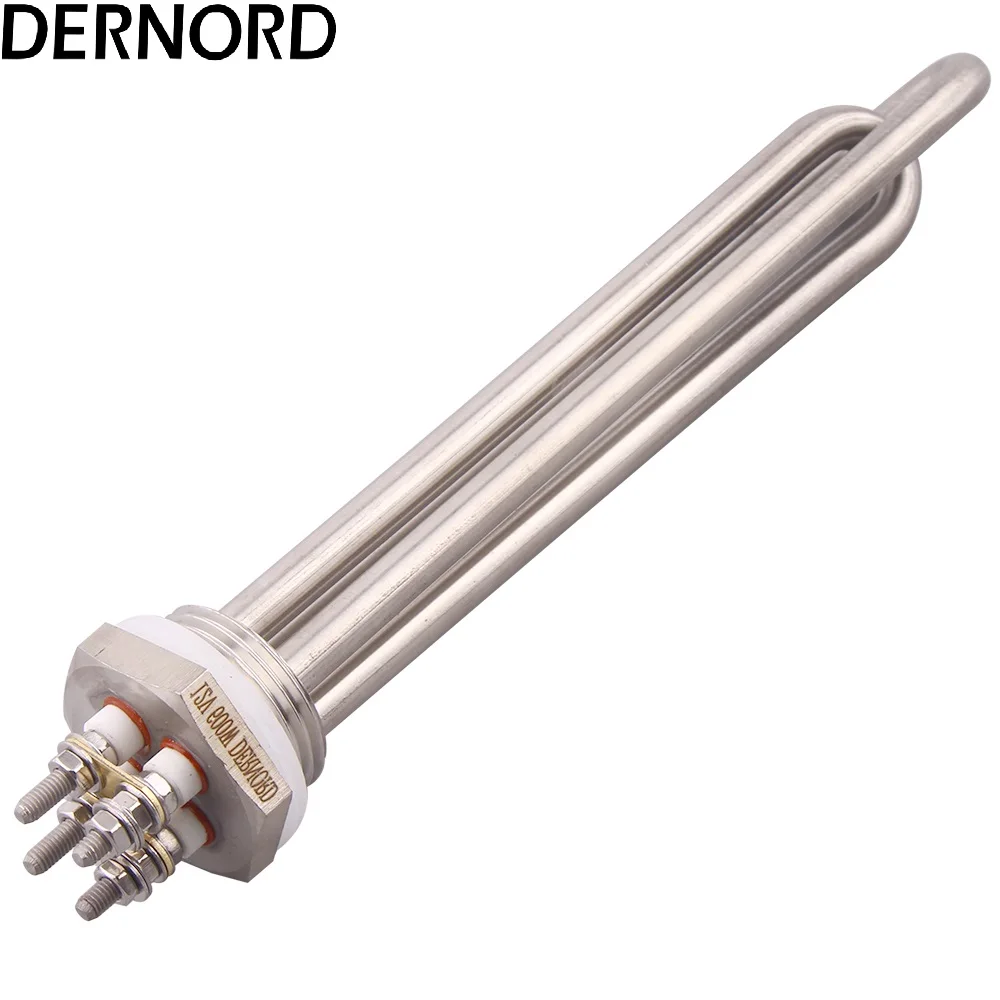 DERNORD 12V DC elektrik daldırma isıtma elemanı 100w 200w 300w 600w DN32 DN25 güneş su borulu isıtıcı