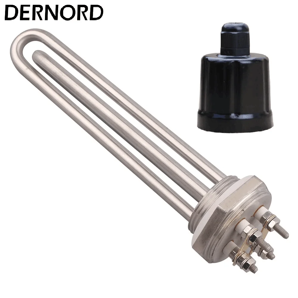 DERNORD 12V DC elektrik daldırma isıtma elemanı 100w 200w 300w 600w DN32 DN25 güneş su borulu isıtıcı