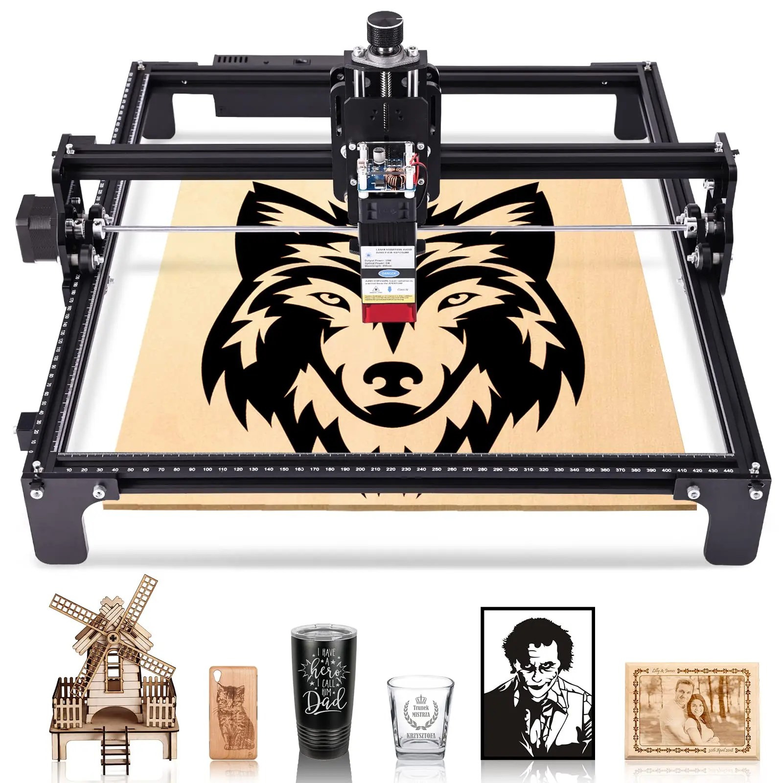DIY CNC 4240 lazer gravür 20W 40W lazer oyma makinesi için Metal akrilik cam gravür ahşap kesme