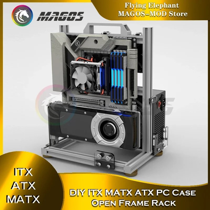 DIY oyuncular kabine MOD ITX MATX PC durumda açık çerçeve alüminyum yaratıcı ATX kulesi masaüstü oyun bilgisayarı şasi raf