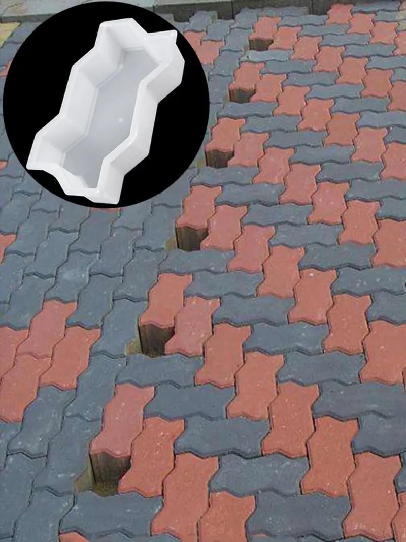 DIY parke tuğla kalıp dalgalar şekilli yürümek Maker kullanımlık beton yolu Maker kalıp adım taş finişer çim veranda Yard bahçe için - Görsel 1