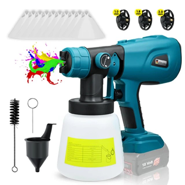 DeWalt için 1000ML akülü kapasite püskürtme tabancası/Makita/Ryobi/Milwaukee/Bosch 4 memeleri ve 3 desenler elektrik güç aracı ile - Görsel 8