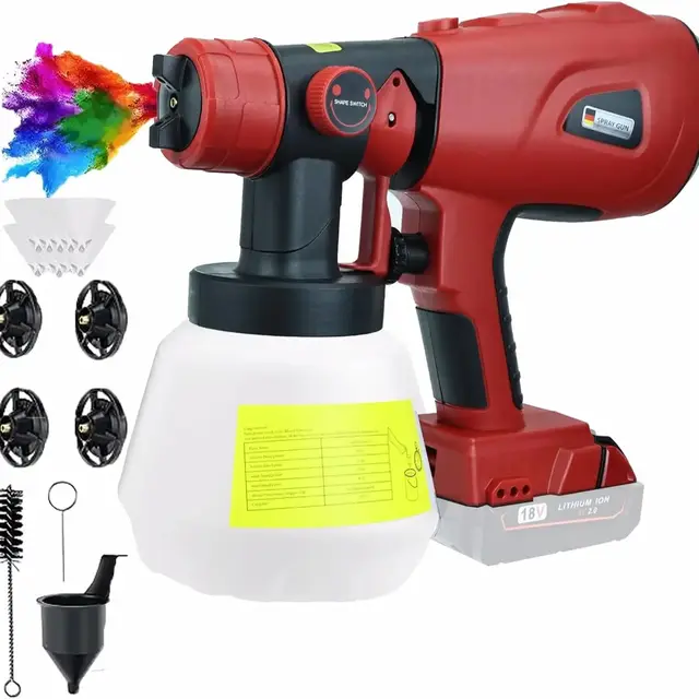 DeWalt için 1000ML akülü kapasite püskürtme tabancası/Makita/Ryobi/Milwaukee/Bosch 4 memeleri ve 3 desenler elektrik güç aracı ile