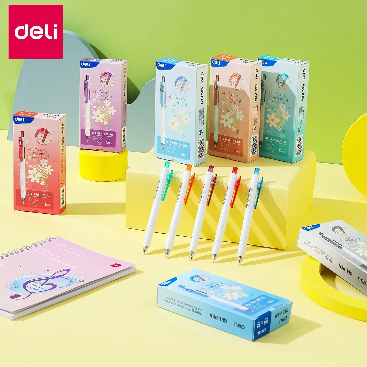 Deli 12 adet tükenmez kalemler düşük viskoziteli mürekkep dolum ofis okul için imza 0.5mm turuncu mavi siyah mürekkep yazma aracı kırtasiye