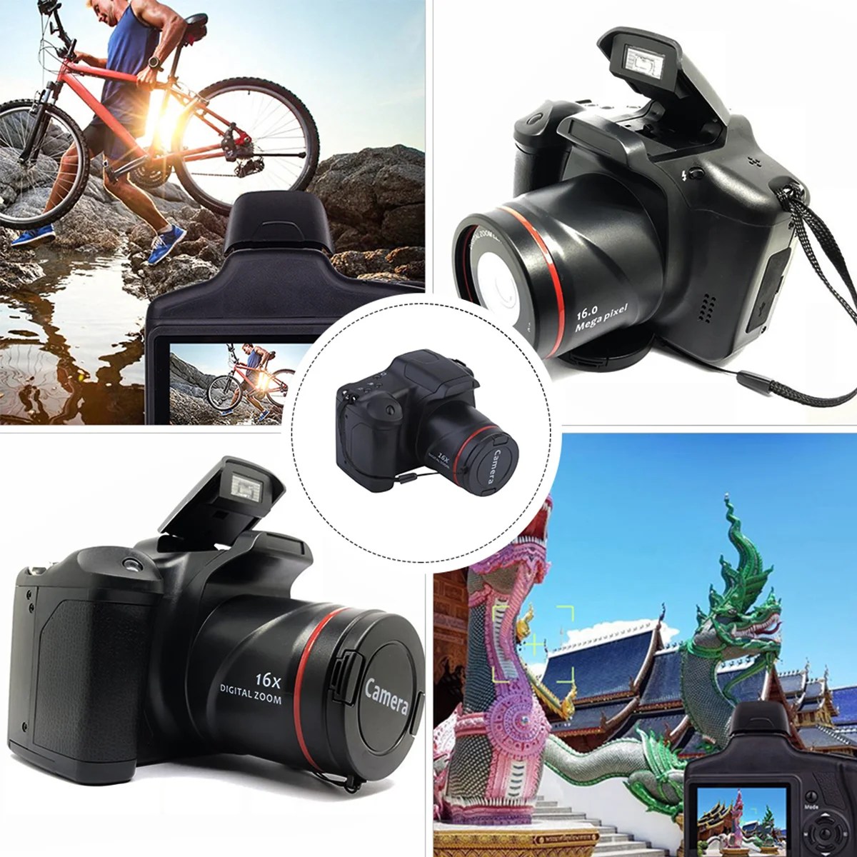 Dijital kamera taşınabilir 16x Zoom Video kamera fotoğraf telefoto kamera - Görsel 5