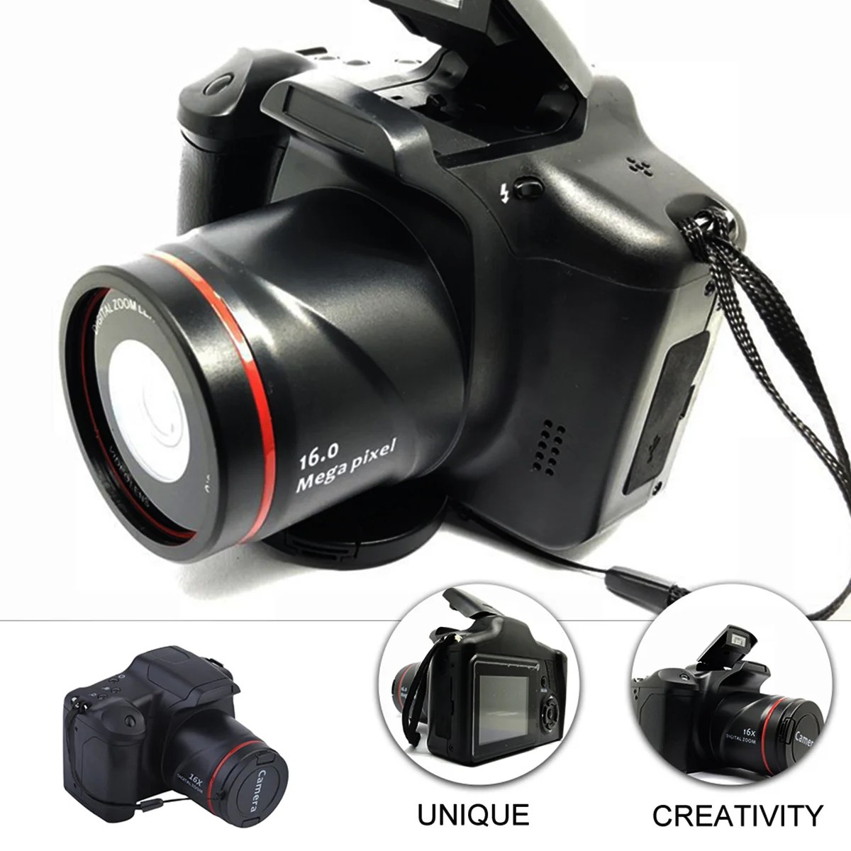 Dijital kamera taşınabilir 16x Zoom Video kamera fotoğraf telefoto kamera
