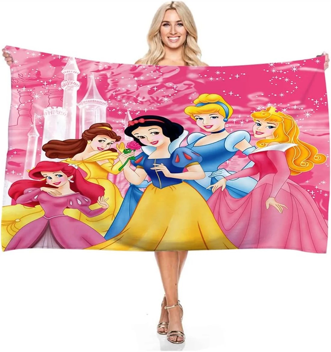 Disney prenses kızlar plaj banyo havlusu 100x200cm, mikrofiber, seyahat için ekstra büyük hızlı kuru kum ücretsiz plaj havlusu, yüzme