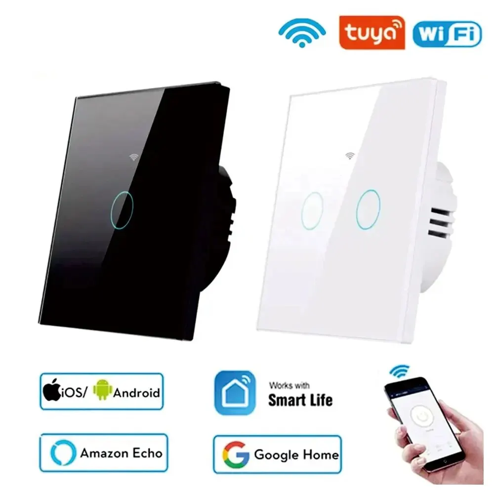 Dokunmatik anahtarı Tuya WiFi işık duvar akıllı anahtarı ab akıllı ev yaşam Alexa Google ev 433RF WiFi uzaktan 1/2/3 Gang
