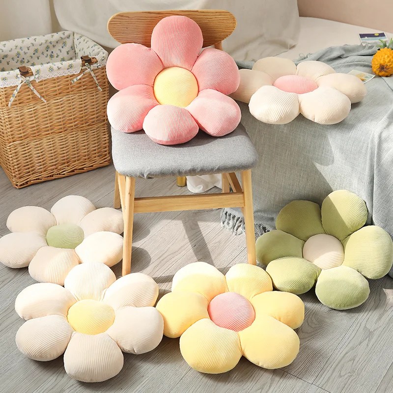 Doldurulmuş altı Petal çiçek yastık Girly odası dekor ayçiçeği yastık Bay pencere pembe çiçek ayarı çocuklar yatak odası koltuk yastığı