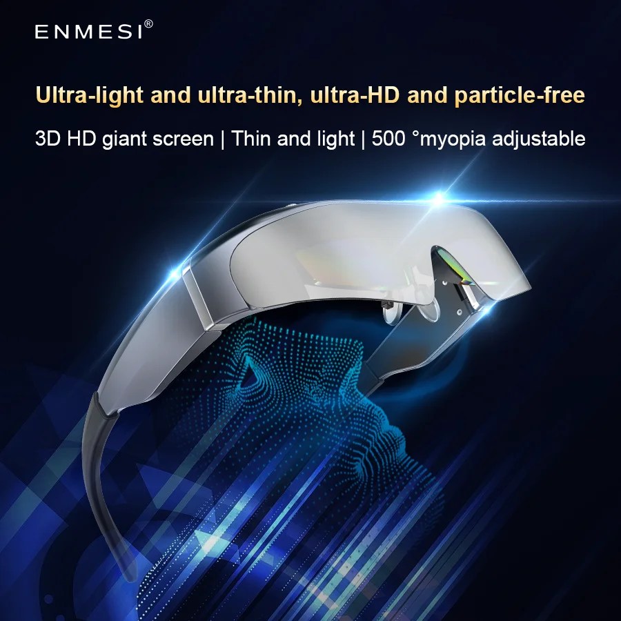ENMESI V20 AR gözlük HDMI 2.1 kafa monte ekran 1920x1080*2 çift FHD mikro-oled ve 0-500 ° miyop Ddjustment All-in-One gözlük - Görsel 2