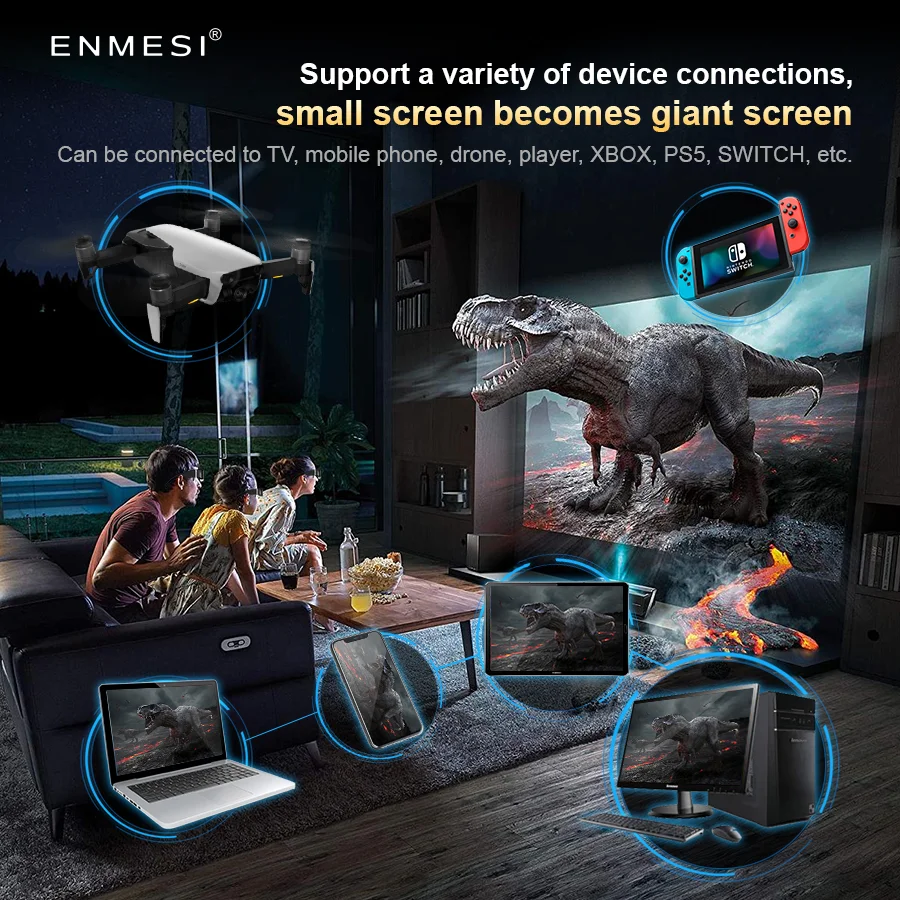 ENMESI V20 AR gözlük HDMI 2.1 kafa monte ekran 1920x1080*2 çift FHD mikro-oled ve 0-500 ° miyop Ddjustment All-in-One gözlük