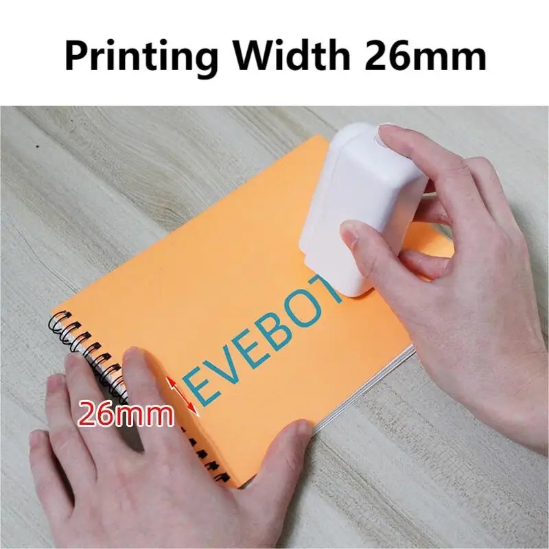 EVEBOT taşınabilir mürekkep püskürtmeli yazıcı geniş Format 26MM el Bluetooth özel düzenleme HD baskı kelime/resim/dövme logosu/desen
