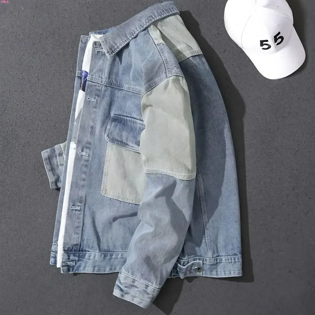 Ekleme düğmesi mavi sonbahar Denim ceketler erkekler için erkek kotları ceket moda G orijinal kore giyim büyük boy kaya gevşek Lxury L S