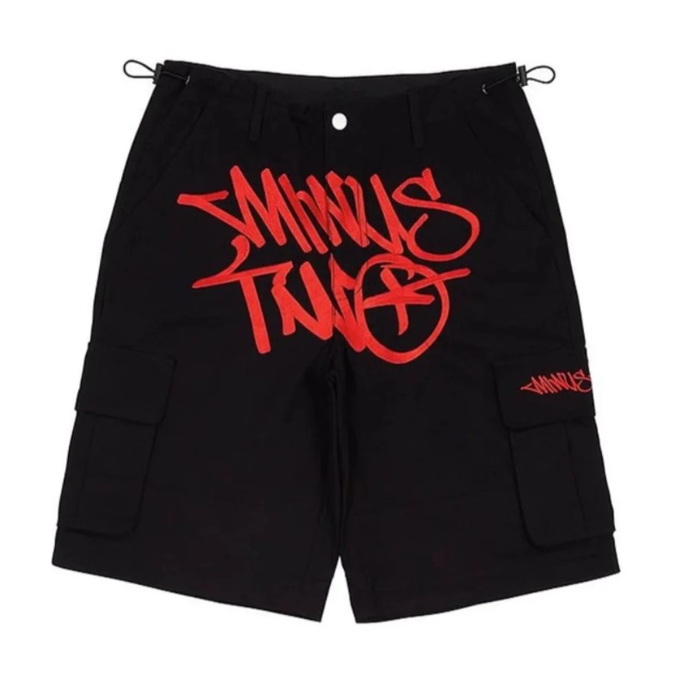 Eksi iki Hip Hop sokak kargo şort Y2K moda siyah çoklu cepler Baggy spor pantolon yaz erkekler için kadın rahat şort