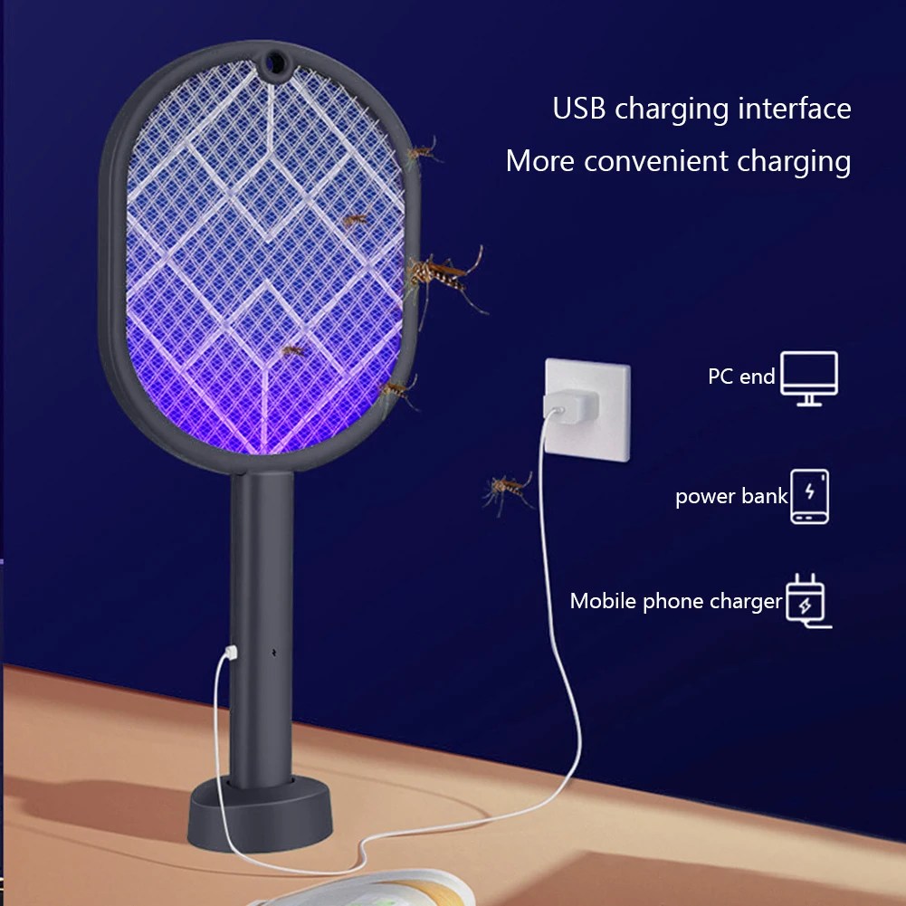 Elektrik sivrisinek kovucu katil el böcek Fly böcek böcek tuzağı Swatter raket yatak odası için USB şarj koruyucu Net