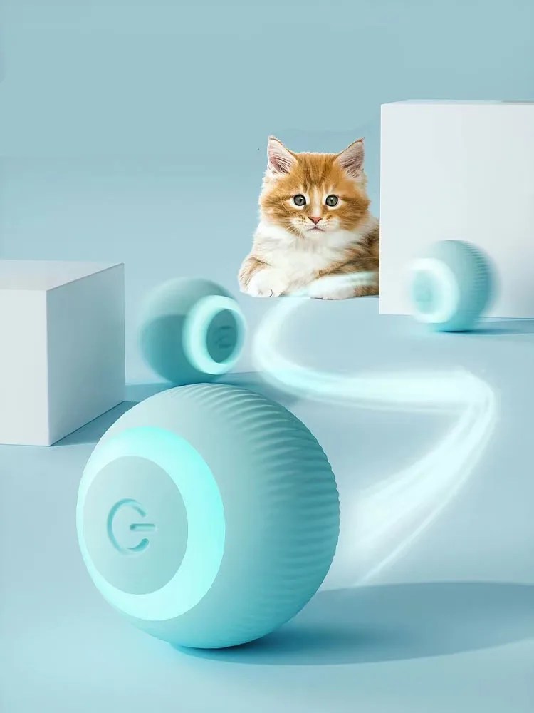Elektrikli kedi topu oyuncaklar otomatik haddeleme akıllı kedi oyuncaklar kediler için eğitim kendinden hareketli yavru oyuncaklar kapalı interaktif oyun için