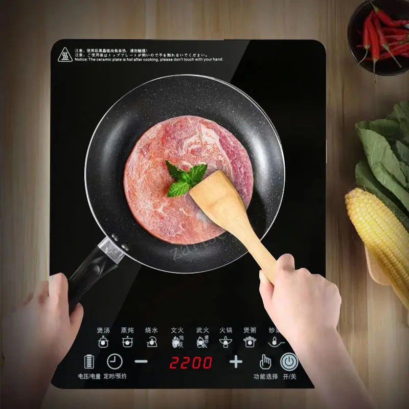Elektrikli manyetik indüksiyon ocak ev su geçirmez küçük tencere ısıtma sobası Touchpad tavada çanak pişirme fırını