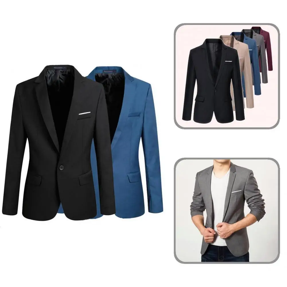 Erkek Blazer klasik tip yumuşak doku rüzgar geçirmez tek düğme yaka takım elbise ceket takım elbise ceket arkadaş
