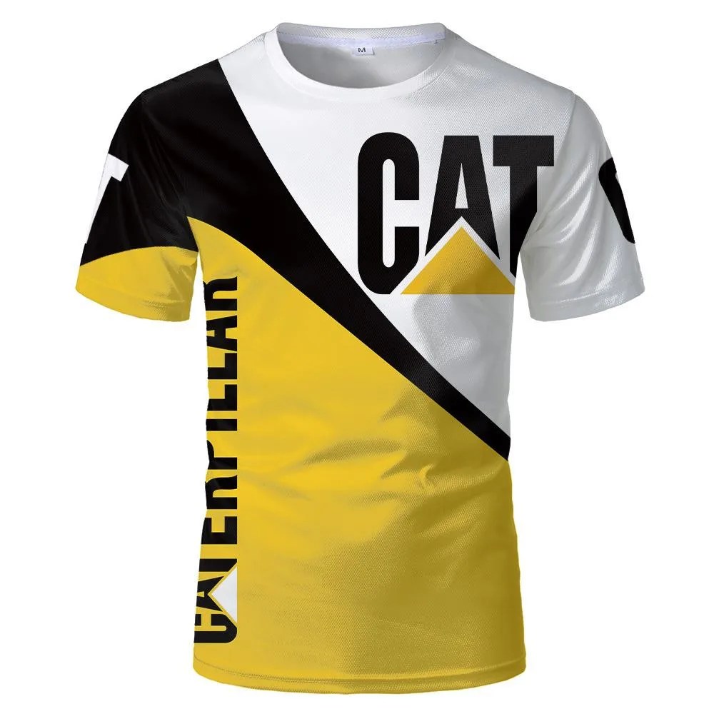 Erkek T Shirt kedi ekskavatör desen Tees Casual o-boyun kazak açık spor kısa kollu yaz sıcak satış gevşek t-shirt Tops