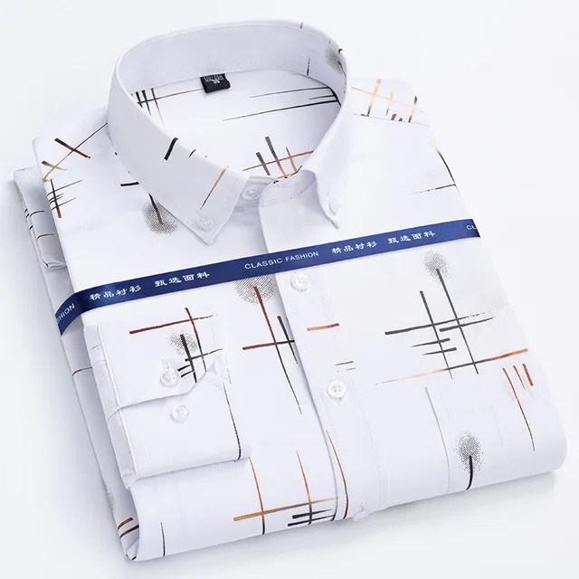 Erkek baskı gömlek bahar uzun kollu elbise yeni tasarım olmayan demir rahat ince streç ekose standart-fit tatil düğün yumuşak Tops - Görsel 15