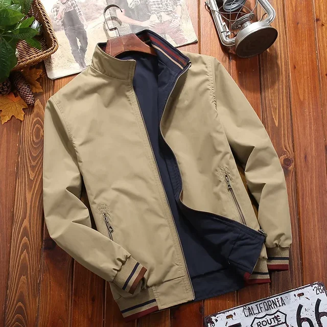 Erkek rüzgarlık çift taraflı aşınma ceketler erkekler beyzbol Pilot bombacı standı yaka ceket Hip Hop Streetwear ceket düz renk