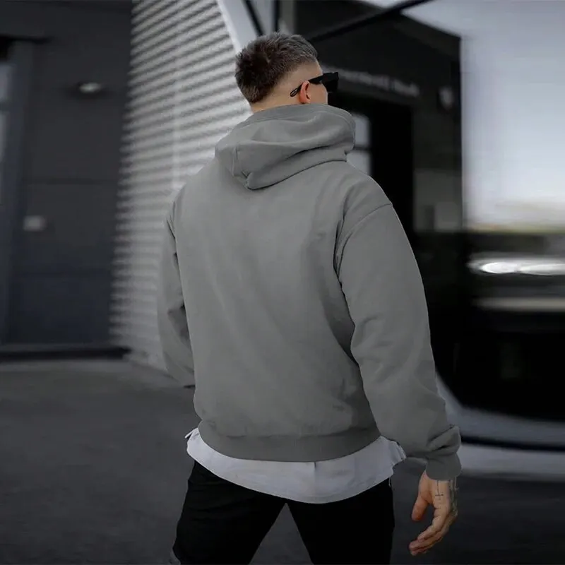 Erkek sonbahar ve kış yeni moda trendi çok yönlü baskı uzun kollu kapüşonlu Sweatshirt