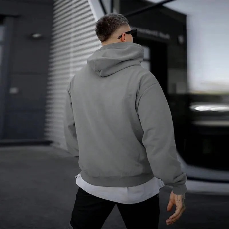Erkek sonbahar ve kış yeni moda trendi çok yönlü baskı uzun kollu kapüşonlu Sweatshirt - Görsel 6