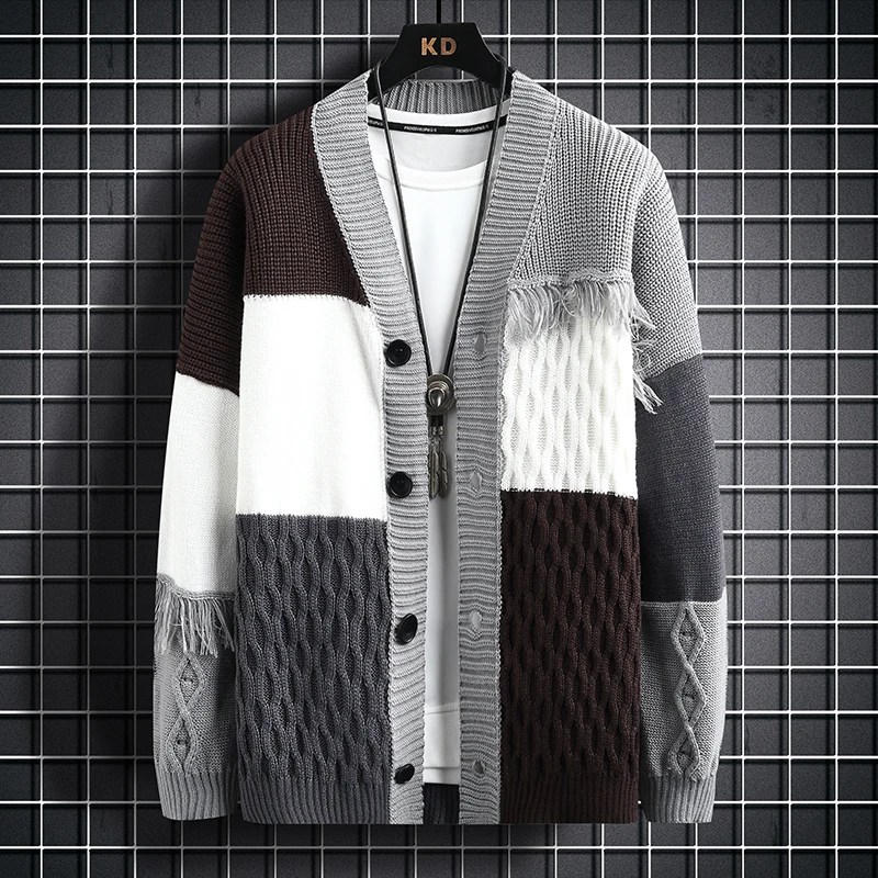 Erkek yüksek kaliteli rahat hırka kazak ceketler/erkek slim fit moda v yaka kazak mont adam kore tarzı kazak 3XL-M