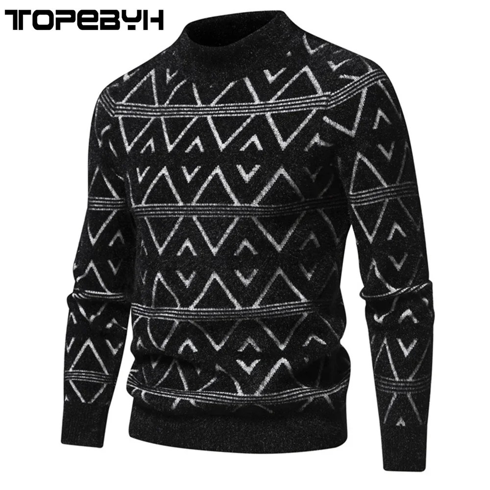 Erkek yeni taklit vizon kazak yumuşak ve rahat moda sıcak örgü kazak Tops