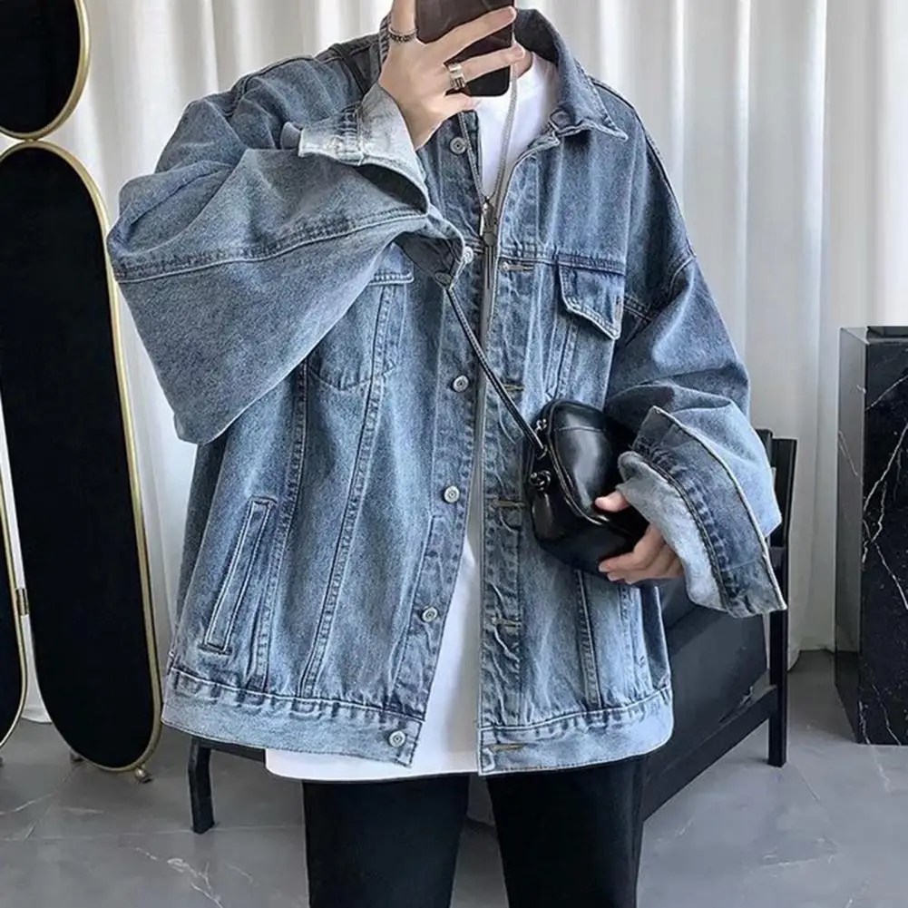 Erkekler Denim ceket erkekler ceket Retro Hip Hop tarzı Denim ceket ile çok cepler artı boyutu erkekler ceket için rahat Streetwear