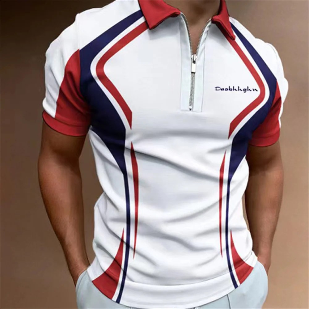 Erkekler Polo GÖMLEK çizgili kısa kollu tişört erkek nefes iş aşağı çevirmek yaka Streetwear lüks marka yüksek kalite Tops