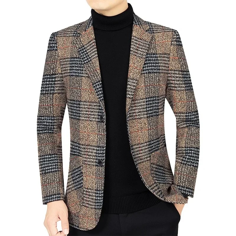 Erkekler ekose Blazers ceketler yeni bahar sonbahar iş rahat ceketler mont erkek resmi giysi Slim Fit Blazers boyutu 4XL Suits
