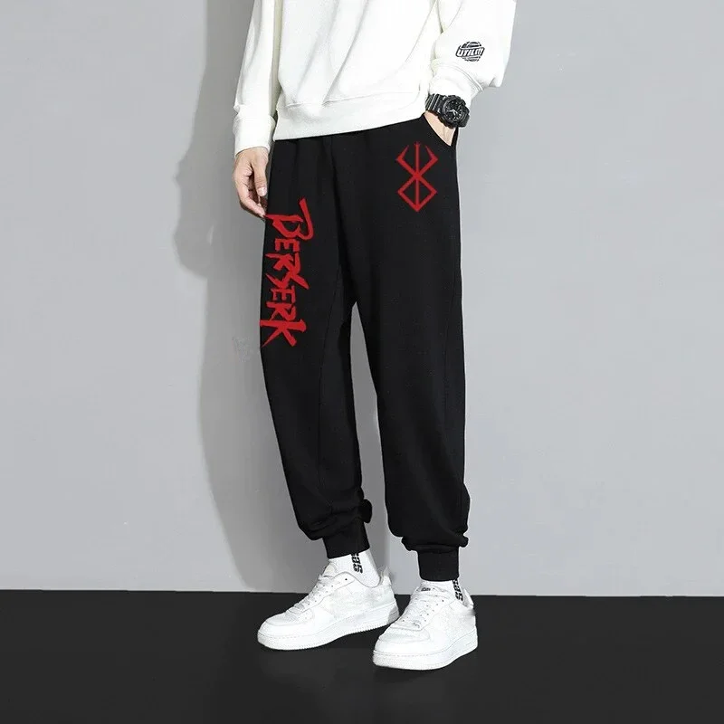 Erkekler için Anime Berserk baskı Sweatpants atletik Joggers pantolon bahar güz rahat polar cepli pantolon Cosplay kostüm