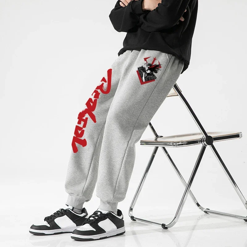 Erkekler için Anime Berserk baskı Sweatpants atletik Joggers pantolon bahar güz rahat polar cepli pantolon Cosplay kostüm