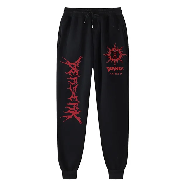 Erkekler için Anime Berserk baskı Sweatpants atletik Joggers pantolon bahar güz rahat polar cepli pantolon Cosplay kostüm